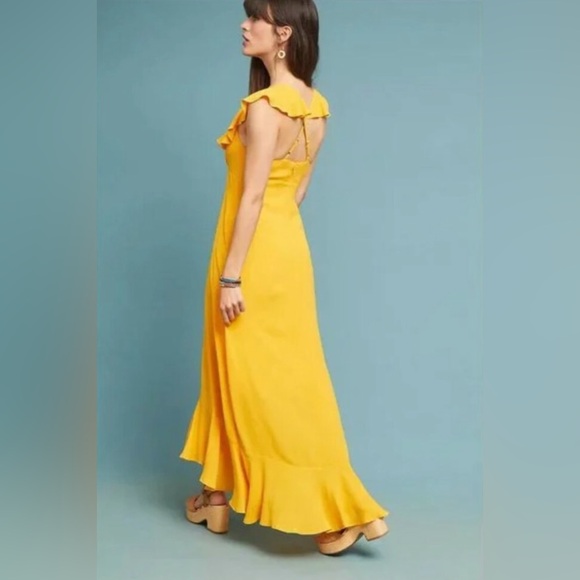 Anthropologie Yellow Ruffle Maxi Dress - Picture 2 of 10